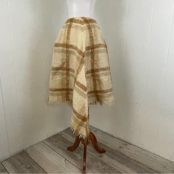 Vintage Donegal Design Irish Hand Woven Plaid Mohair Wool Full Midi Skirt - Picture 2 of 10